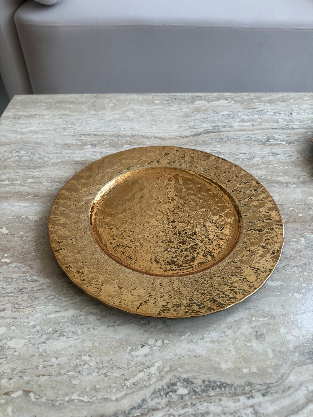 Textured Round Gold Tray 003