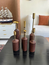 Set of 6 gold and brown candle stand