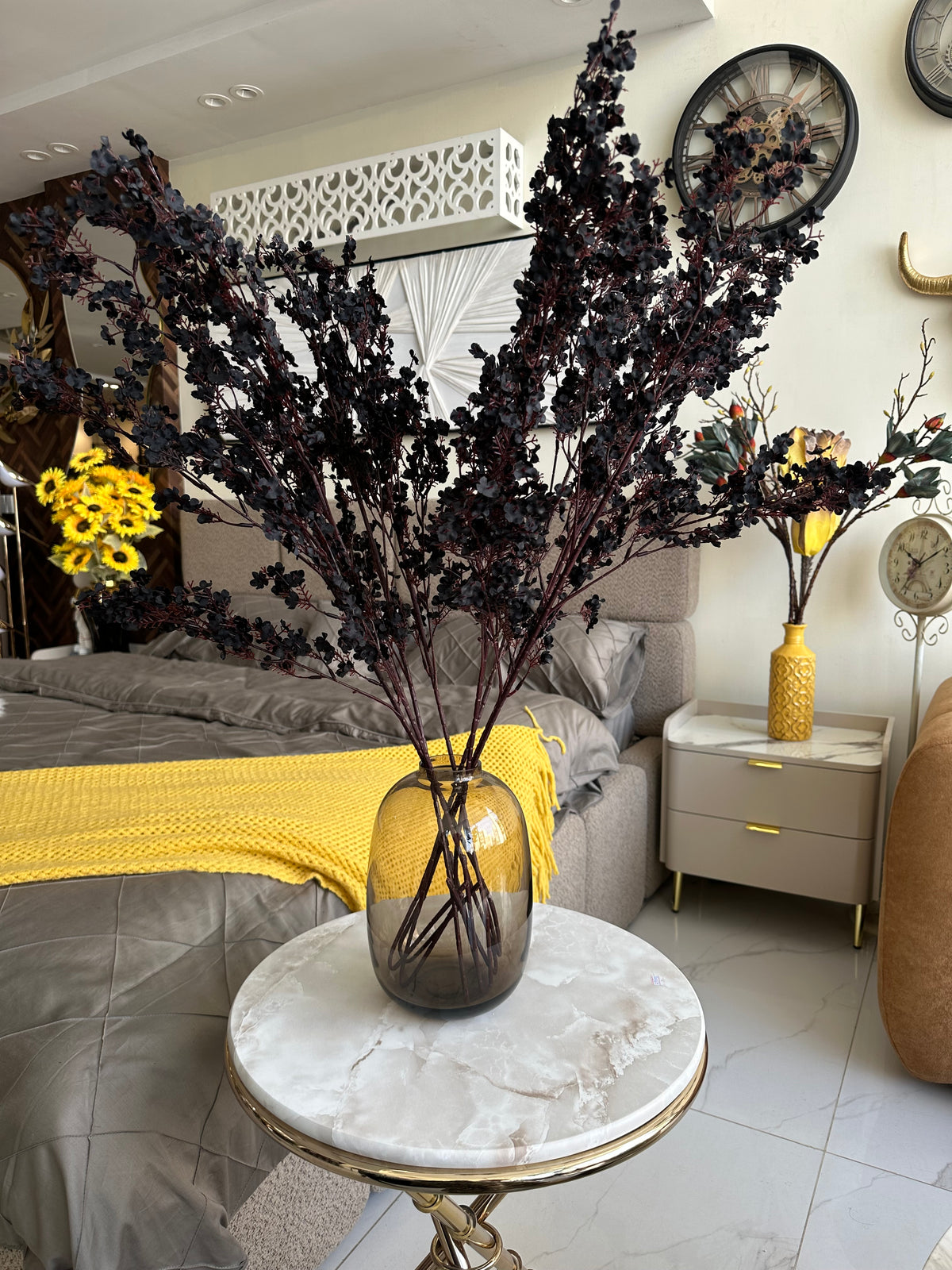 Faux Eucalyptus Spray dark burgundy