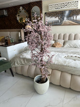 Faux Eucalyptus light pink flower Plant (medium) with Hugo planter White