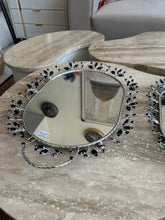 Silver with black crystals tray set
