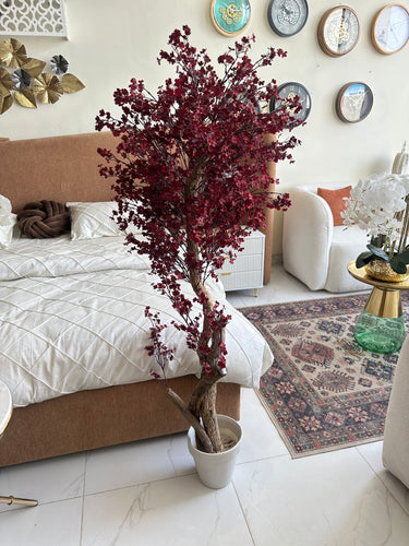 Faux Eucalyptus Red flower Plant