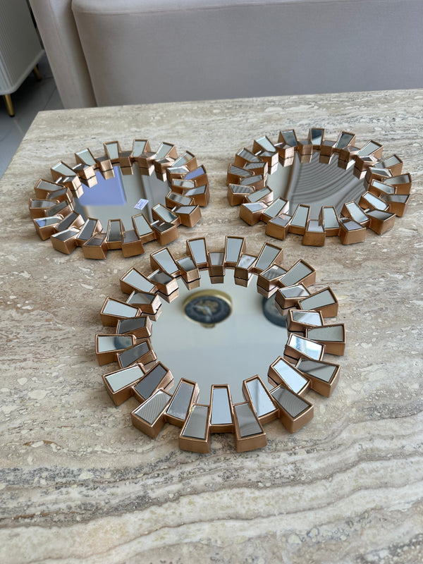 Gold Round wall Mirrors set of 3 002