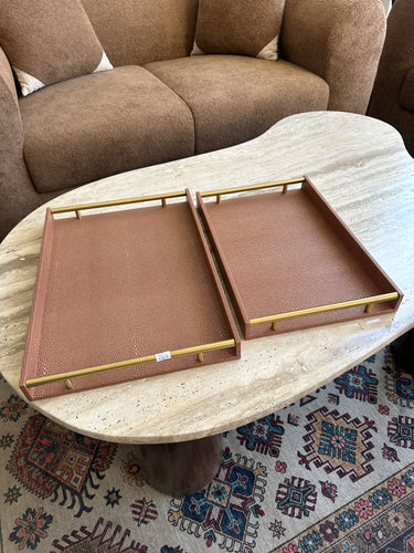 Light Brown Leather Tray set with design 016