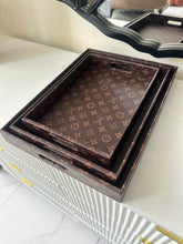 Leather Tray set Printed Brown