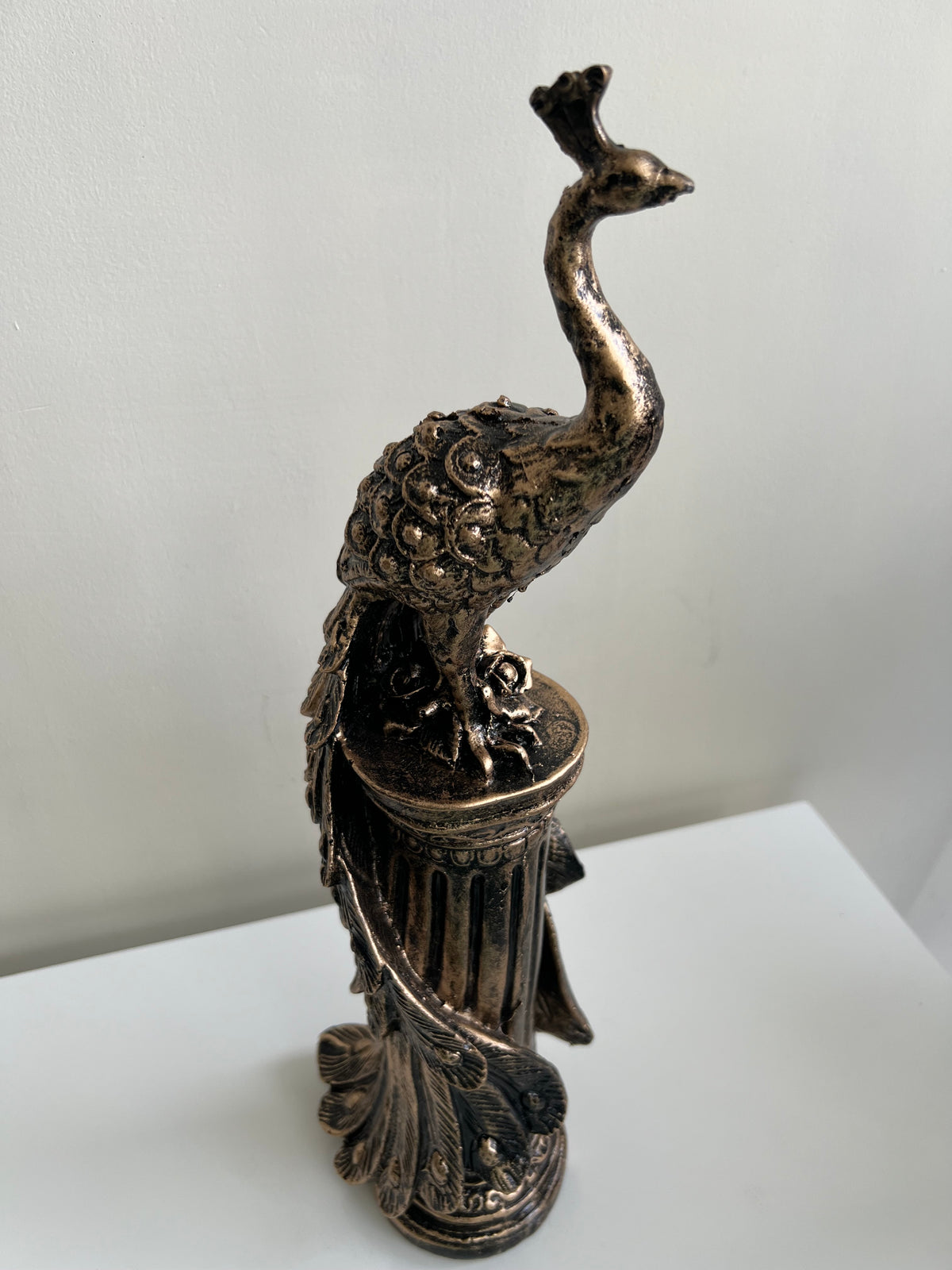 Peacock Sculpture Black Antique