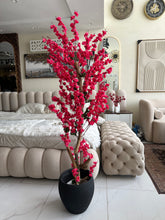 Dark Pink Blossom Flower Plant with textured Planter Black