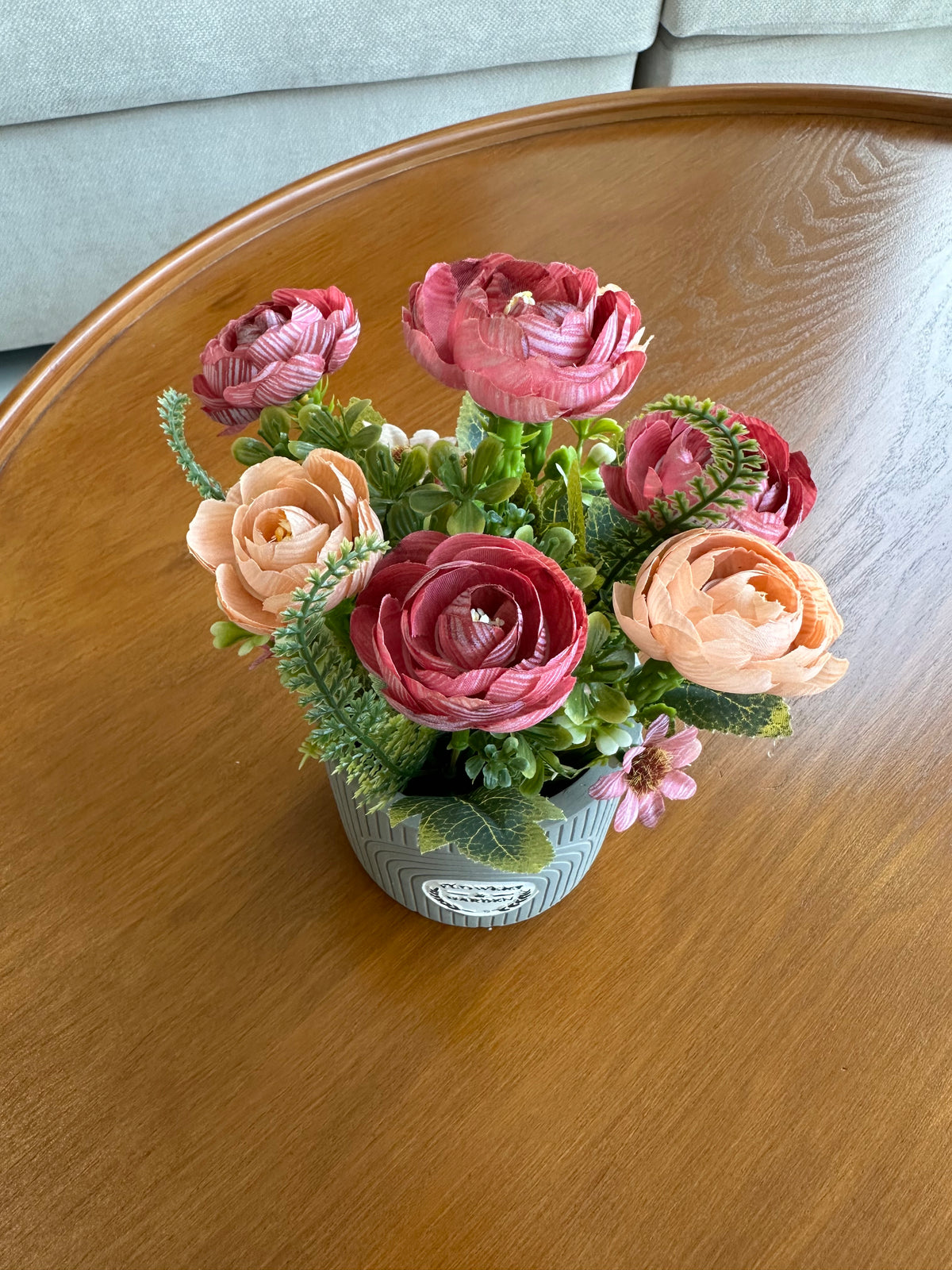 Flowers & Garden Grey Planter 003 Pink Peach