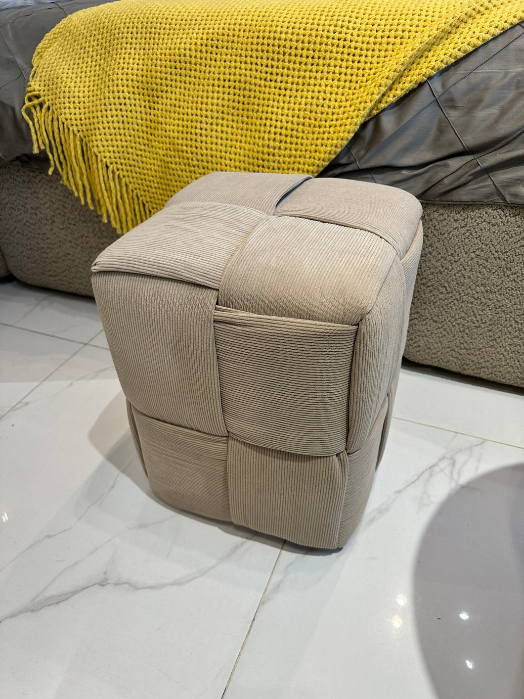 Quilted Stool Beige