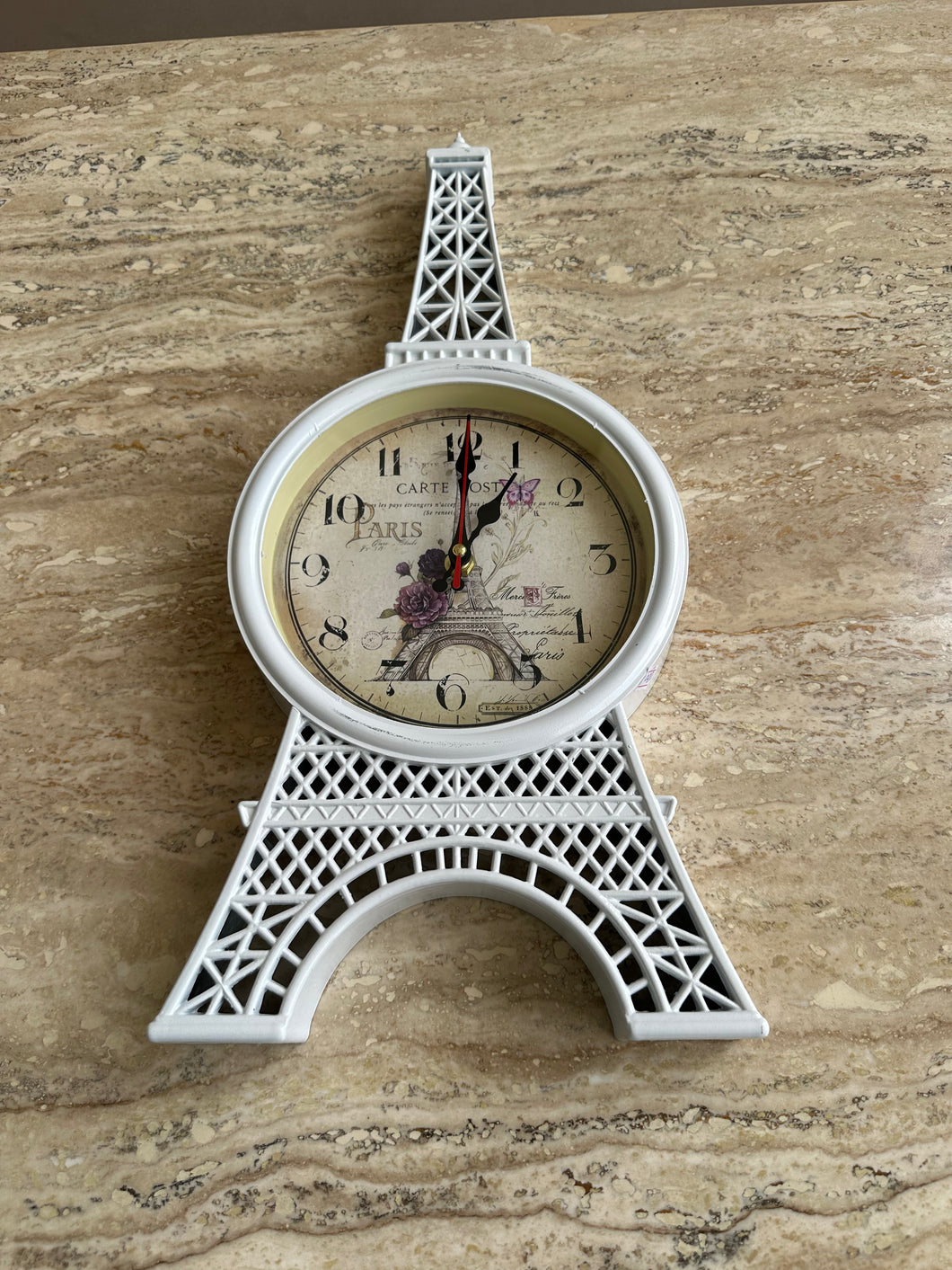Eiffel Tower Clock White