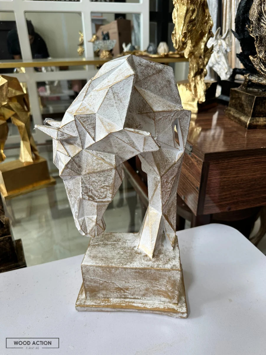 3D Horse Decor (Black White And Gold) White