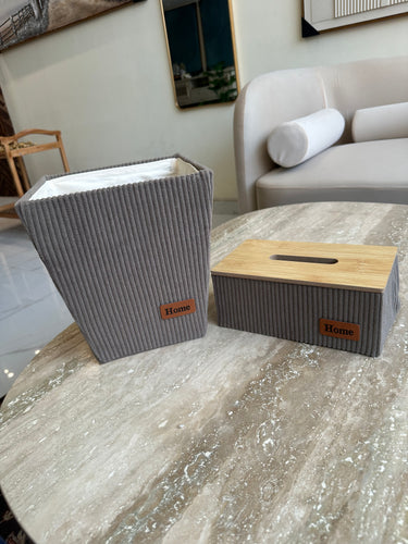 Greyish Brown tissue box and Storage box