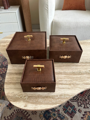 Leather Storage Box/ jewellery box Brown