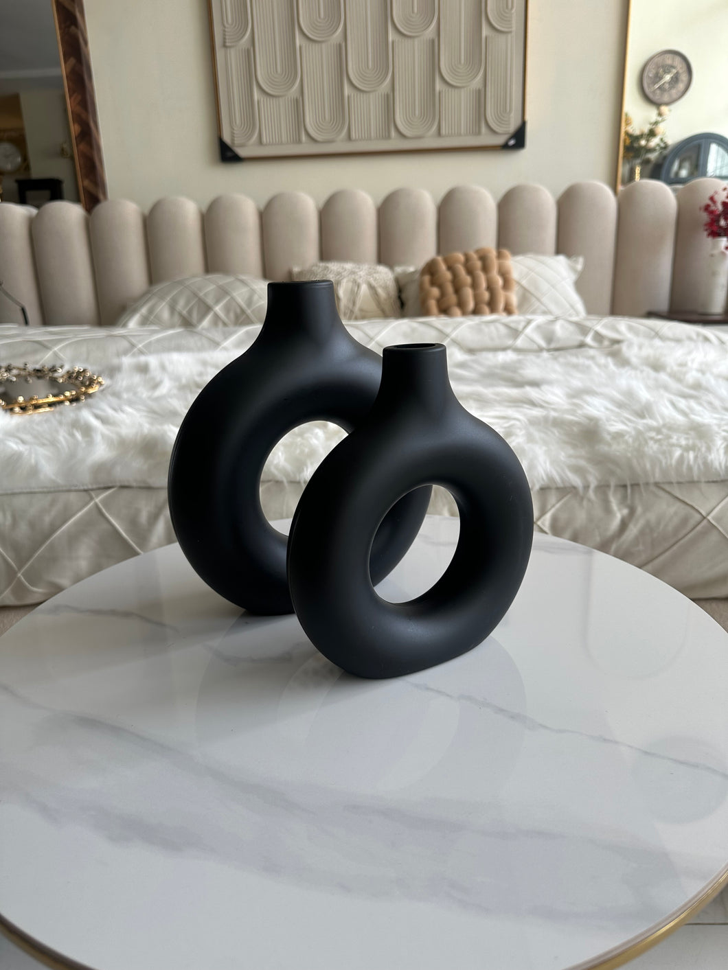 Black Donut Vase set