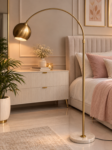 Golden globe lamp with marble base