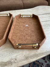 Brown Leather Tray set with design 021