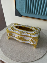 Vintage Tissue Box Gold & White