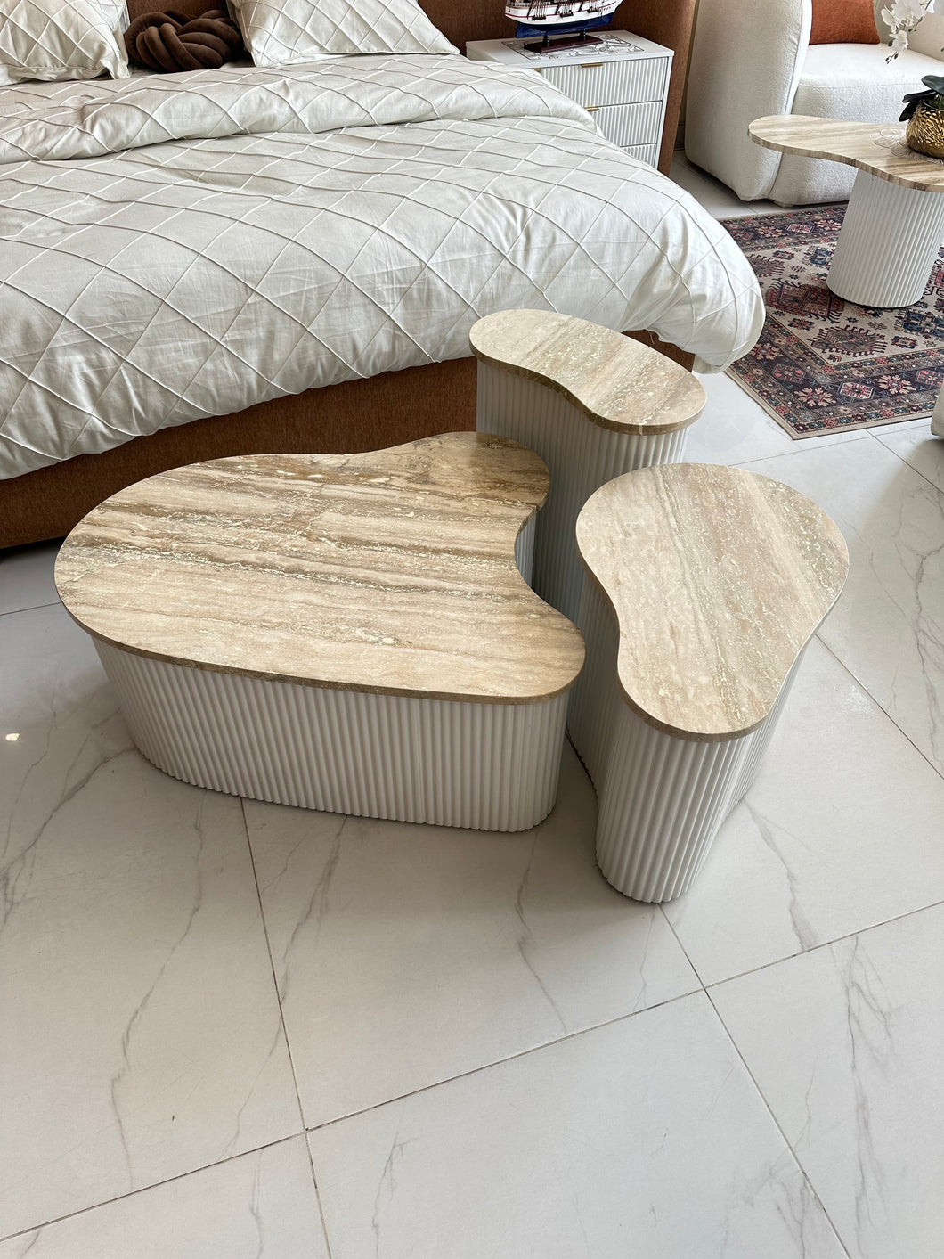 Travertine Ameoba Coffee Table 03 (delivery only in Lahore)