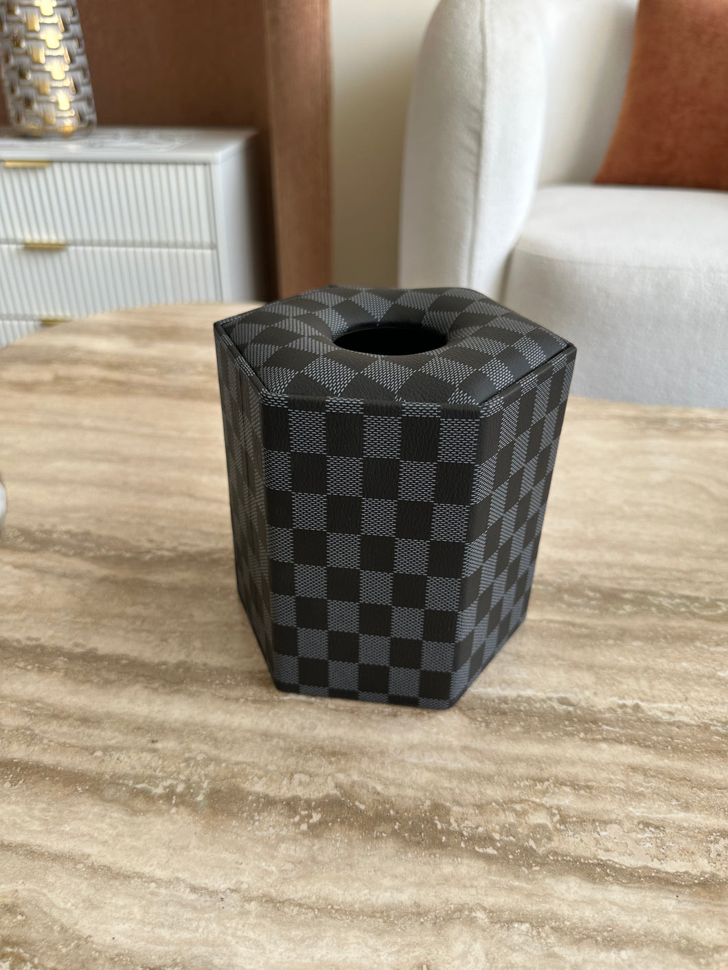 Leather Tissue box round 07