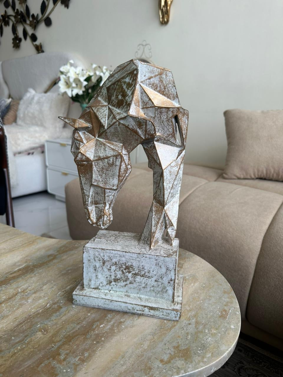 3D Horse Antique White