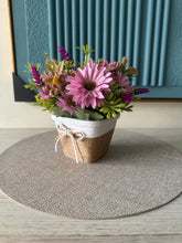 Purple Daisies in Rustic Planter 001