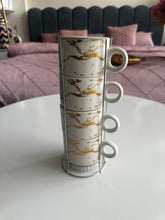 Standing Mugs Set Gold Abstract