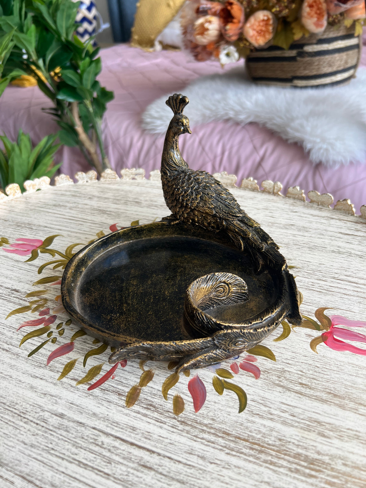 Trinket tray Peacock Black Antique