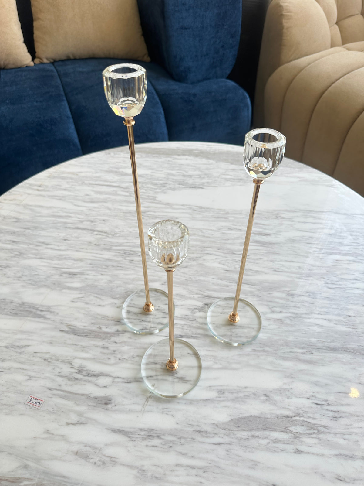 Set of 3 crystal candle stands 008