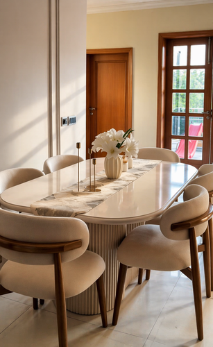 White deco Dinning Table Woody Chair 01