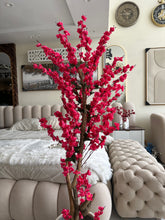 Dark Pink Blossom Flower Plant with textured Planter Black