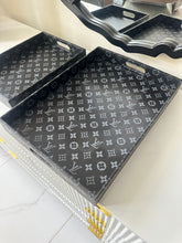 Leather Tray set Printed Black