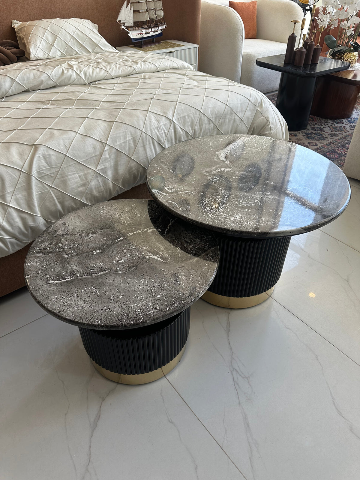 Marble Texture Paris Coffee table set of 2