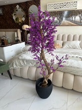 Faux Eucalyptus Purple flower Plant (medium) with Hugo planter Black