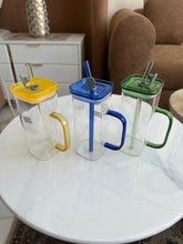 Square glass mug with glass lids