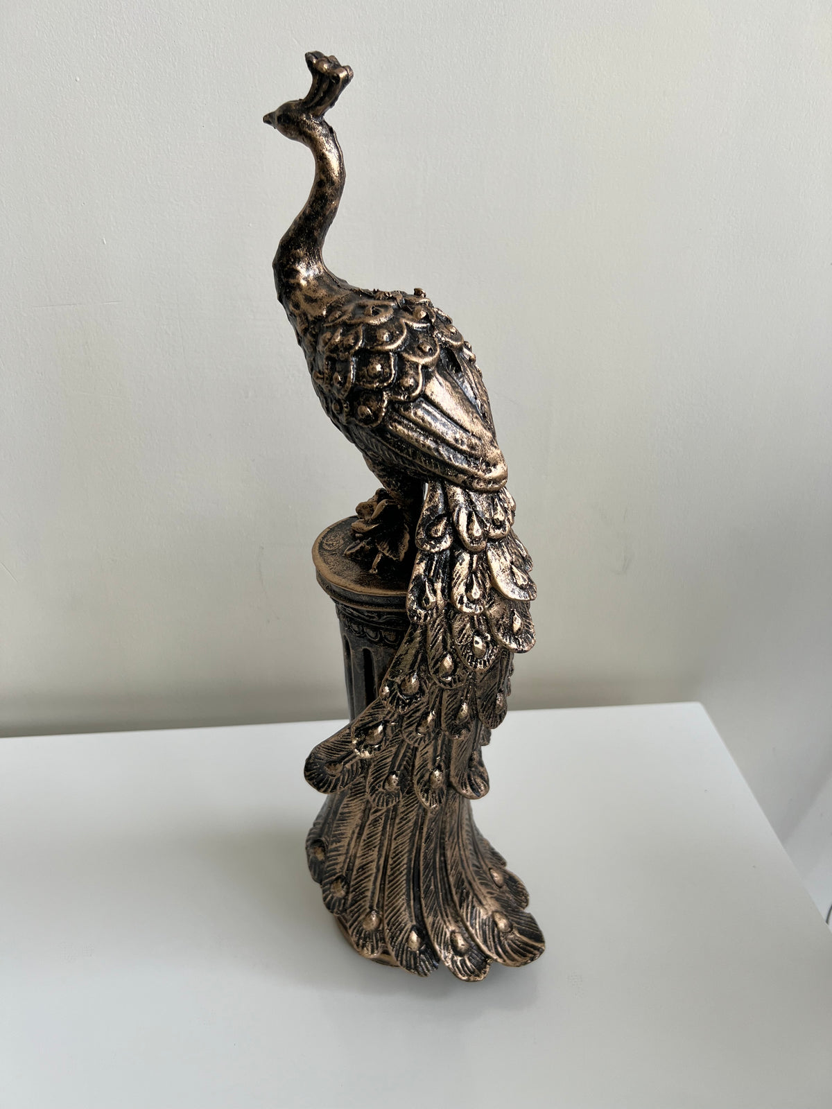 Peacock Sculpture Black Antique