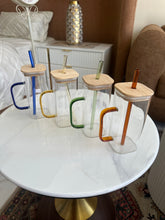 Square glass mug Wooden lids