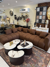 L shape Dark Brown beary Sofa 6 seater