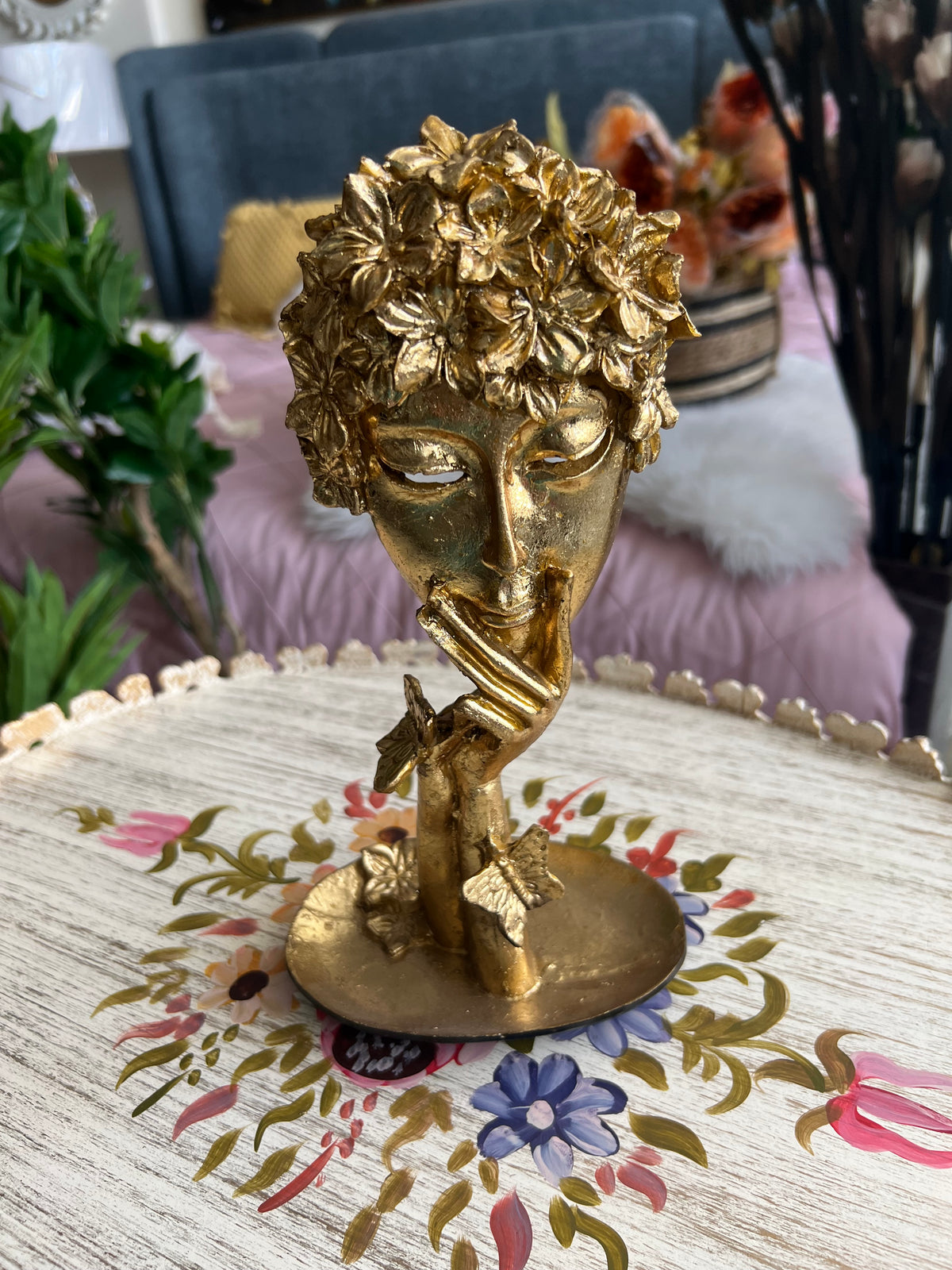 Thinking Lady Sculpture Gold