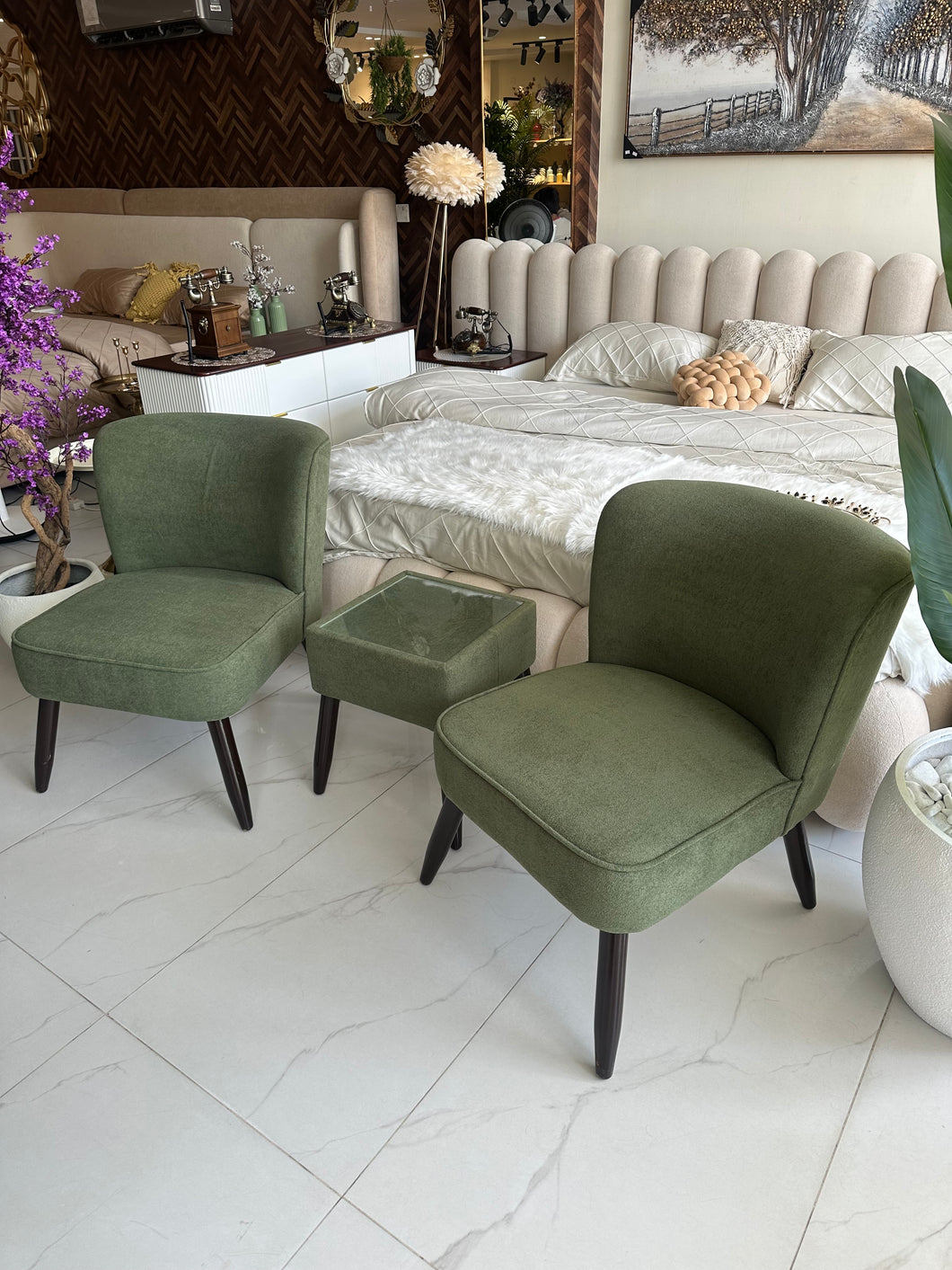 Allure Chair without arms Olive 037 with table