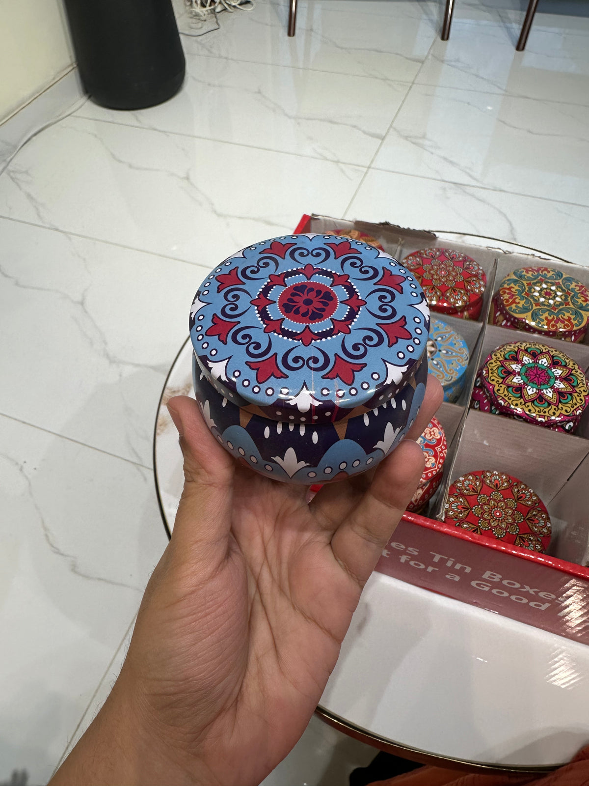 Ethnic Scented candles metal box