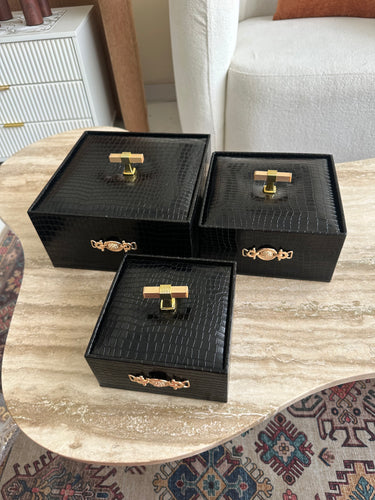 Leather Storage Box/ jewellery box Black