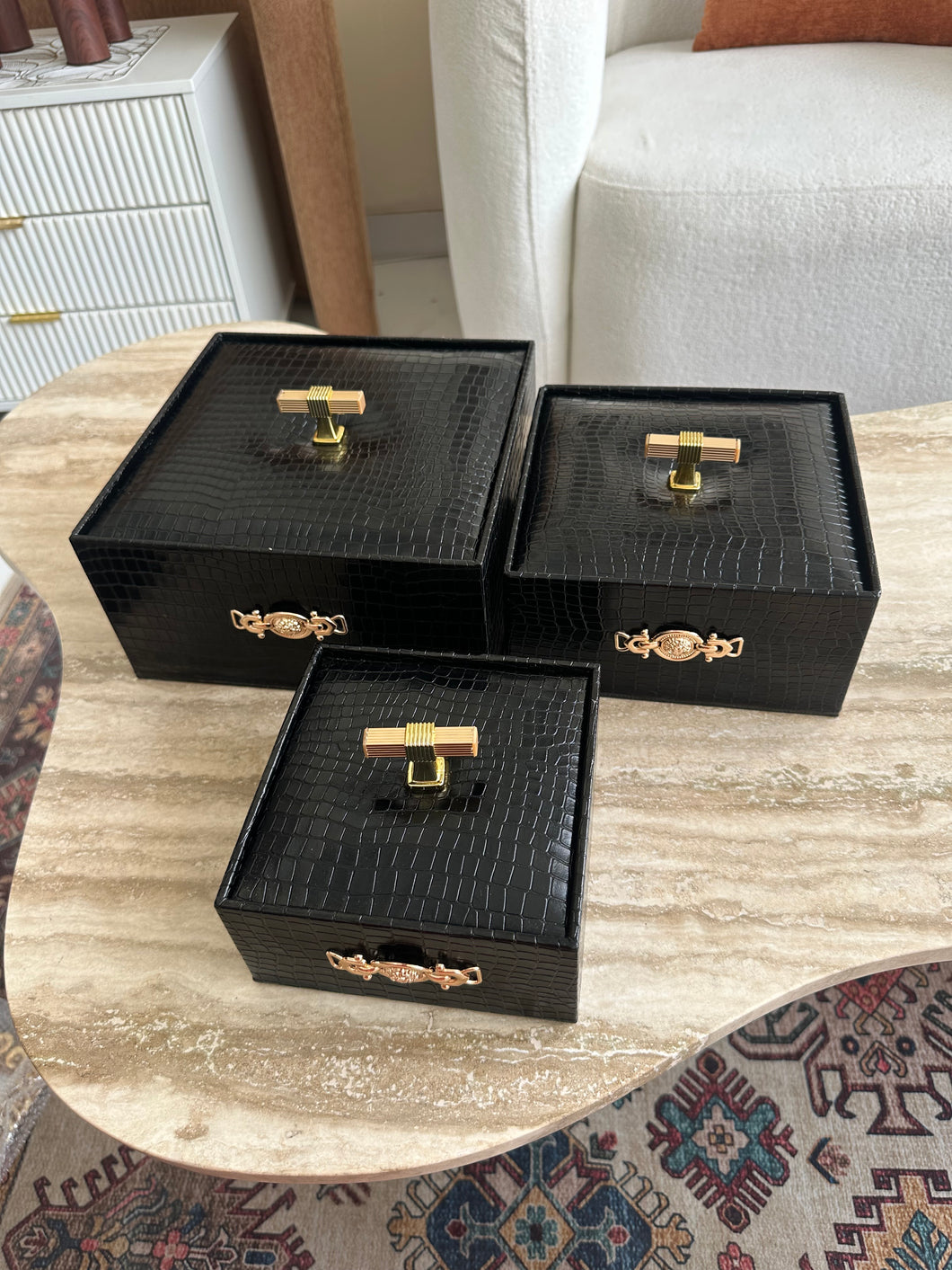 Leather Storage Box/ jewellery box Black