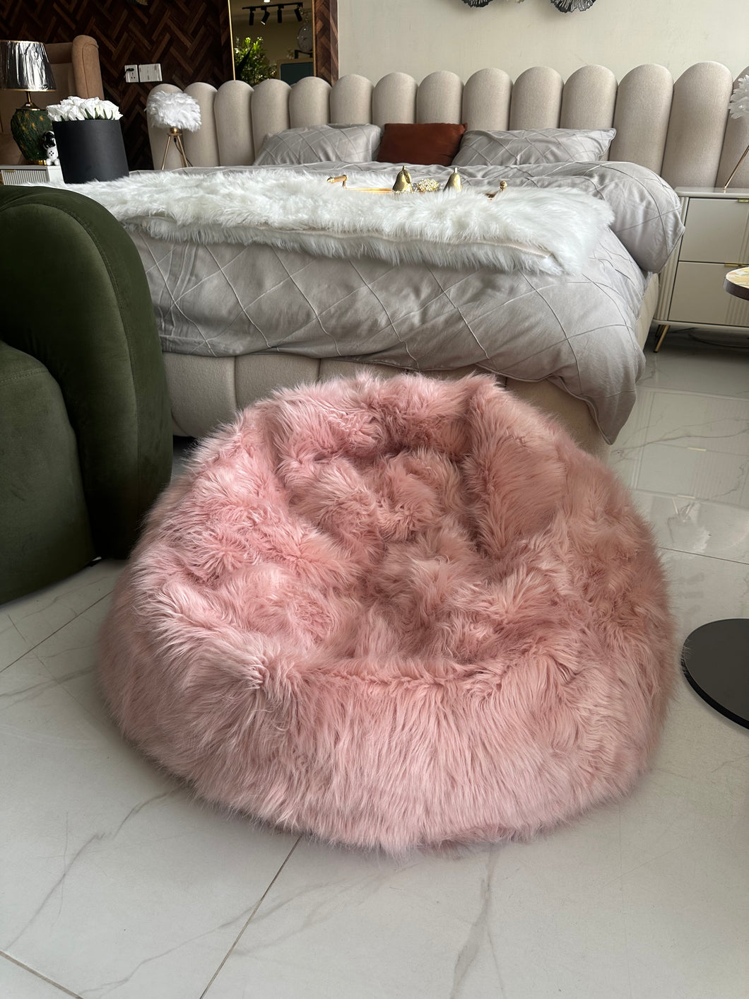 Pink Fur Bean Bag