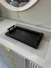 Leather Tray Black with metal handles 010