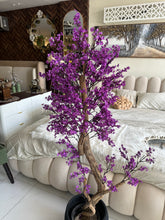 Faux Eucalyptus Purple flower Plant (medium) with Hugo planter Black
