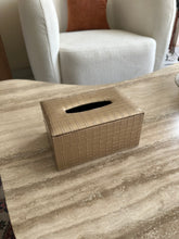 Leather Tissue box gold 18