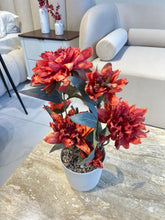 Orange Peony Flower in Ribbed Pot