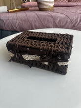Hand Woven Rattan Tissue Box dark brown