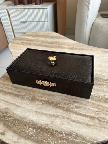 Cutlery Box Leather Dark brown