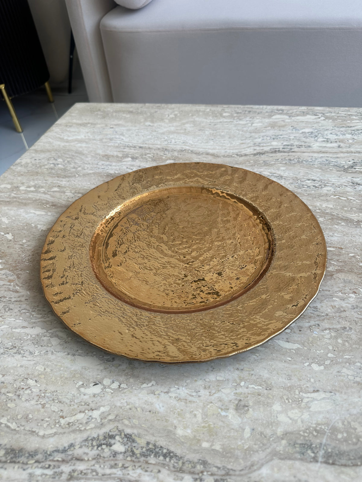 Textured Round Gold Tray 003